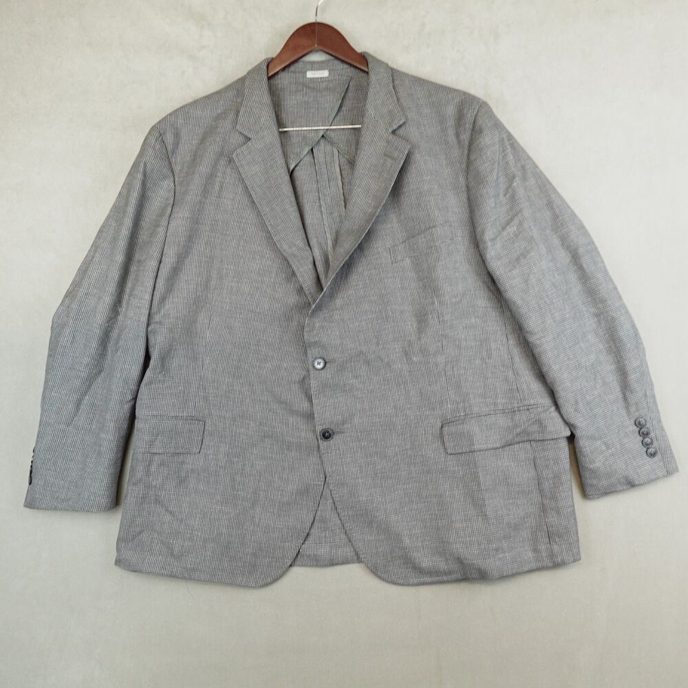 Peter Millar Blazer 54R Gray Houndstooth Sport Coat Wool Jacket Unconstructed
